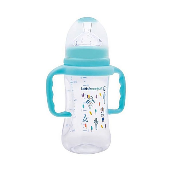 BÉBÉ CONFORT  BIBERON CLASSIQUE MATERNITY 270 ML AVEC POIGNEES INDIANS BLEU 7750