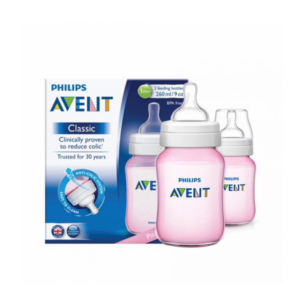 AVENT BIBERON CLASSIC+ PP 260 ML TWIN PACK GIRL